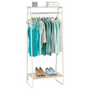 White Metal Garment Clothes Rack 25.2 in. W x 59.5 in. H