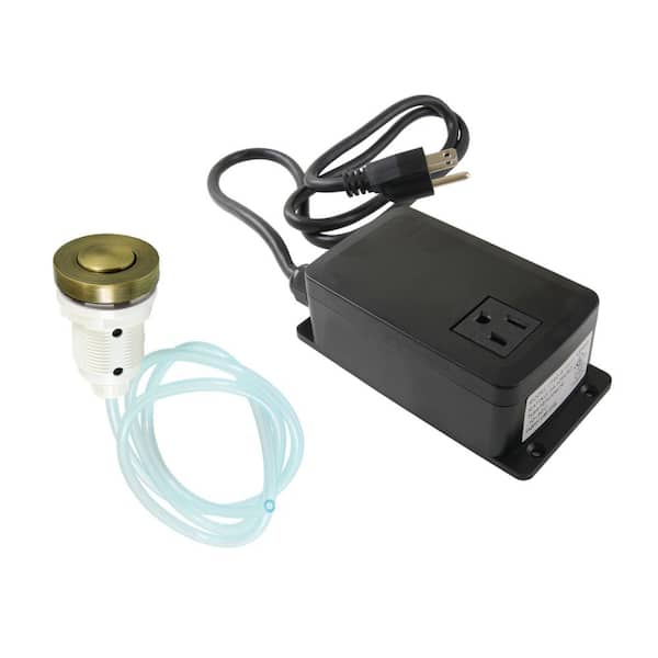 Trimscape Garbage Disposal Air Switch Kit, Dual Outlet Sink Top Switch Button in Antique Brass
