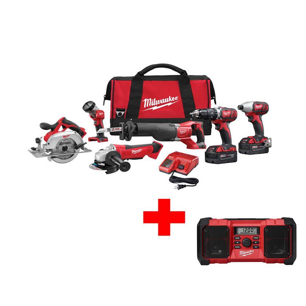 Milwaukee M18 18V LithiumIon Cordless Combo Kit (6Tool) with Free M18