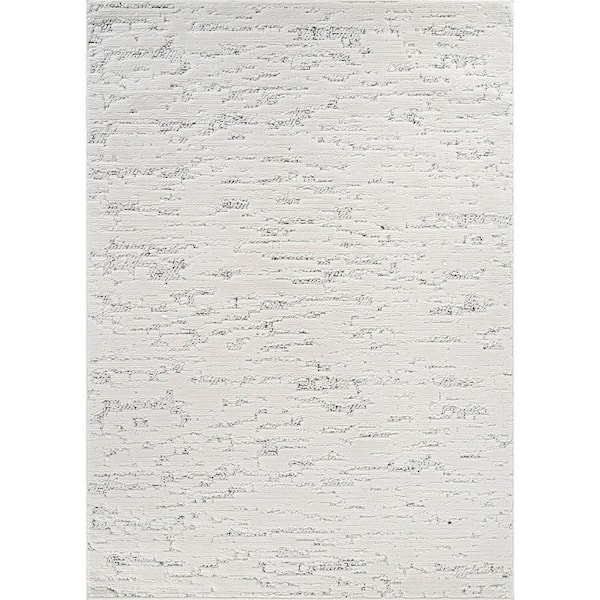 Beverly Rug Cloudy Touch White/Black 9 x 12 ft. Abstract Indoor Area Rug