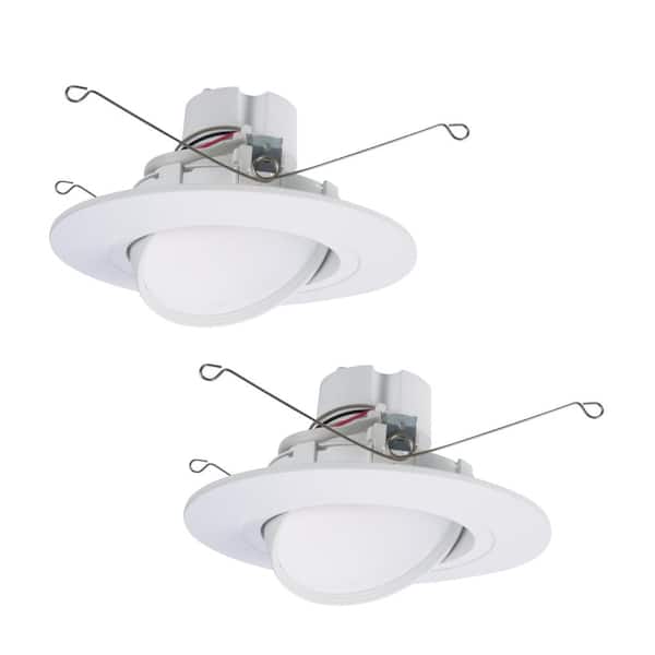 HALO 5 in./6 in. 2700K-5000K White Integrated LED Recessed Adjustable Gimbal Retrofit Trim with Selectable CCT (2-Pack)
