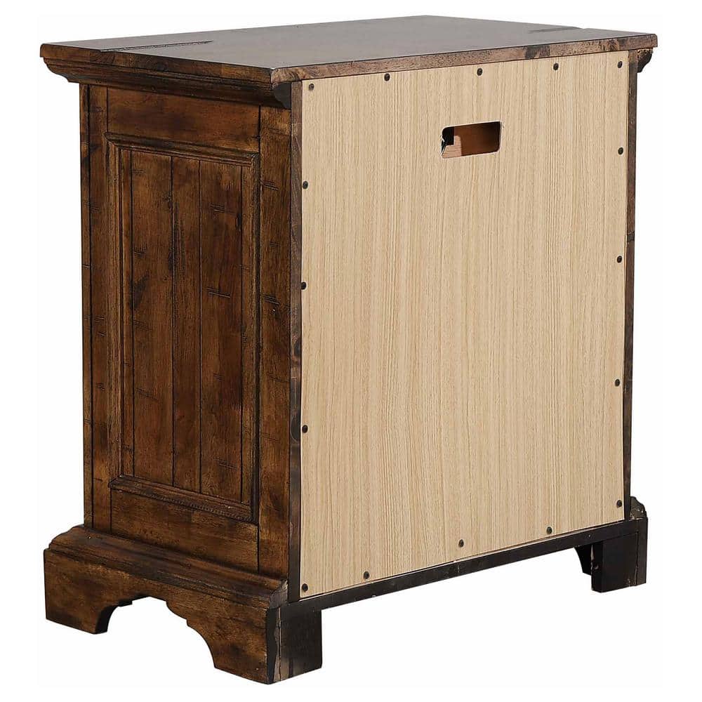 Vintage Bourbon Solid Wood 3-Drawer Nightstand