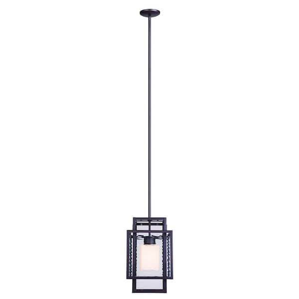 Hampton Bay Lara 1-Light Geo Bronze Mini Pendant