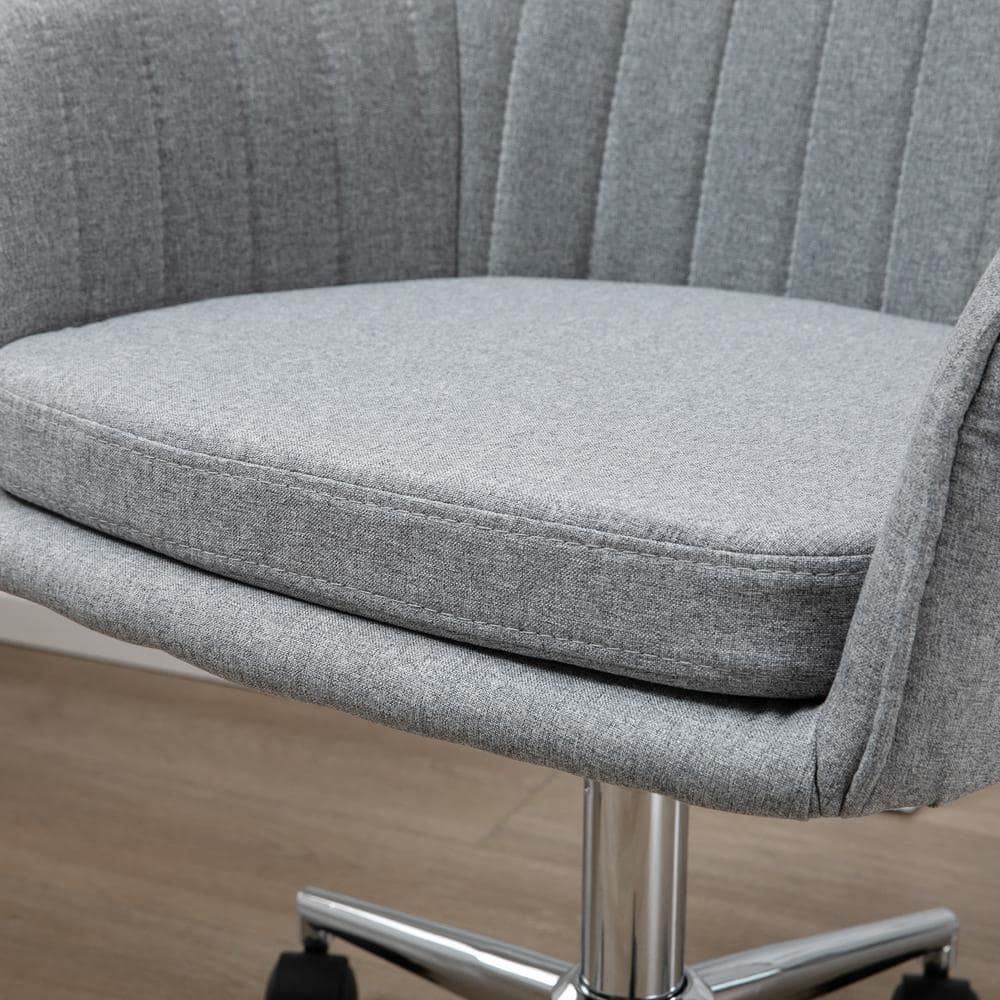 Gray Fabric Mid-Back Swivel Task Chair with Metal Base