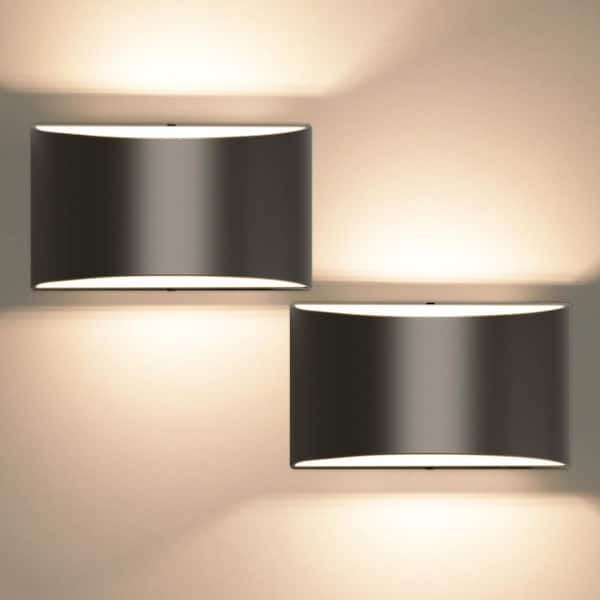 8 in. Up Down Modern Integrated LED Wall Sconce,Black Indoor Wall Lamp with 3-Color Temperature for Bedroom,(2-Pack)