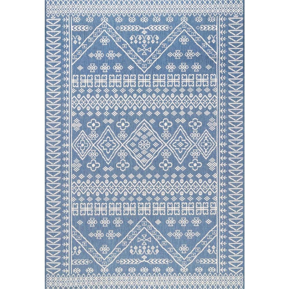 nuLOOM Kandace Blue Doormat 3 ft. x 4 ft. Indoor/Outdoor Patio Area Rug ...