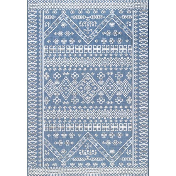 nuLOOM Kandace Blue 3 ft. x 5 ft. Indoor/Outdoor Patio Area Rug