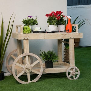 37 in. Tall Indoor/Outdoor Flower Planter Statue with Wheels