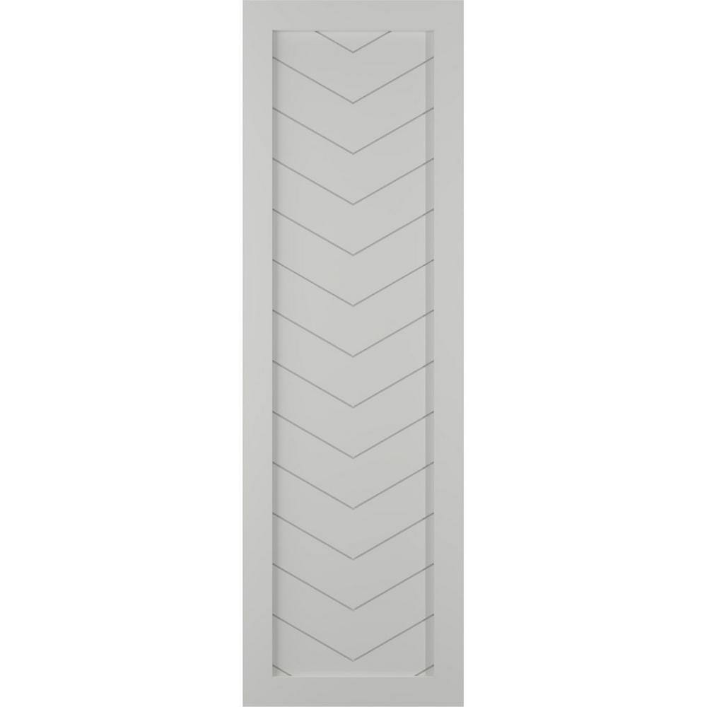 12 in. x 40 in. PVC Single Panel Chevron Modern Style Fixed Mount Board and Batten Shutters in Hailstorm Gray price history on PriceWatchPro