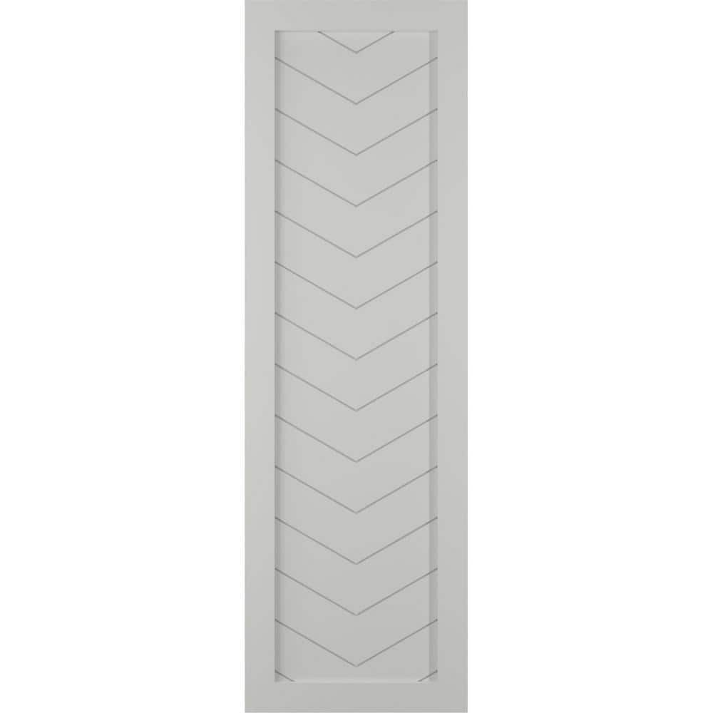 12 in. x 58 in. PVC Single Panel Chevron Modern Style Fixed Mount Board and Batten Shutters Pair in Hailstorm Gray price history on PriceWatchPro