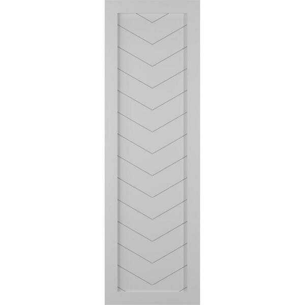 Ekena Millwork 15 in. x 57 in. PVC Single Panel Chevron Modern Style Fixed Mount Board and Batten Shutters, Hailstorm Gray (Per Pair)