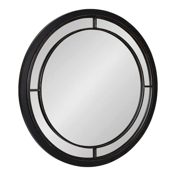 Kate and Laurel Audubon 28 in. x 28 in. Classic Round Framed Black Wall Mirror
