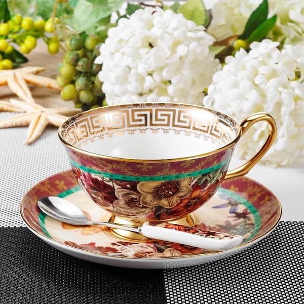 1 Set of Exquisite Milk Mug Decorative Tea Cup with Saucer Spoon Coffee Cup