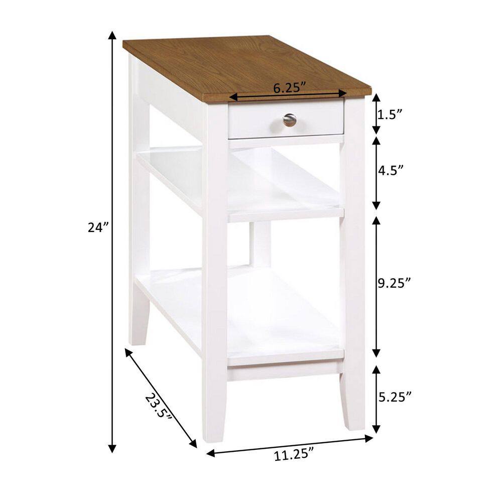 American Heritage 24" Driftwood & White Wood Metal Chairside End Table with Charging Station