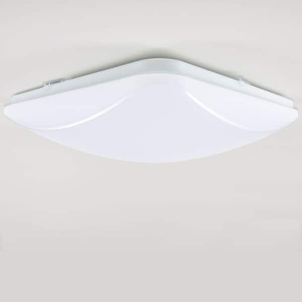 EnviroLite 14 in. Mid-century White Dimmable Integrated LED Flush Mount for Kitchens