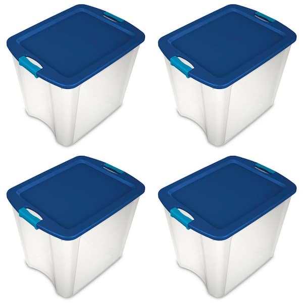 4 Pack 23 Gal Plastic Storage Tote Container Organizer Bin Boxes Lid Heavy  Duty