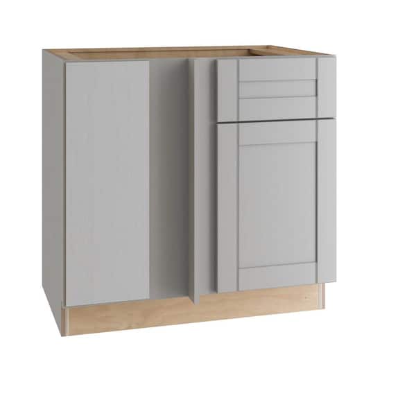 Home Decorators Collection Washington Veiled Gray Plywood Shaker Assembled Blind Corner Kitchen Cabinet Soft Close L 30 in W x 24 in D x 34.5 in H