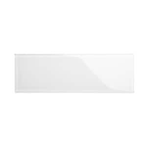 Bright White 4 in. x 12 in. x 8mm Glass Subway Tile Sample