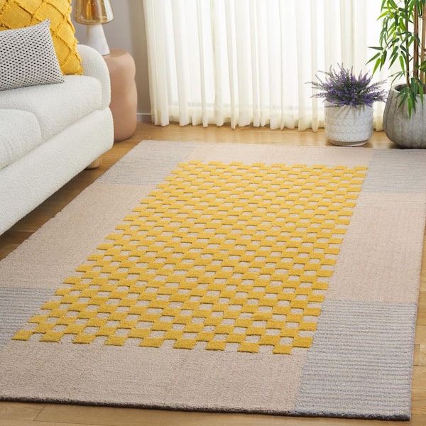 Genre 4 ft. x 6 ft. Gold/Beige Check Area Rug