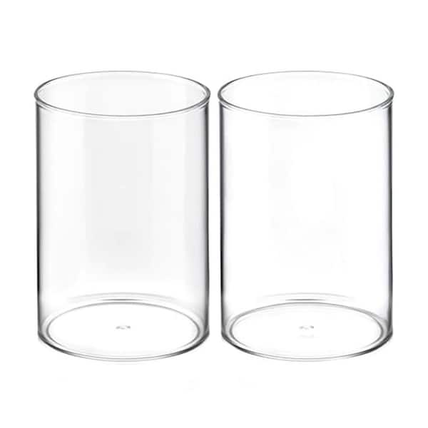 2-Pieces Clear Acrylic Pen Holder Round Cylinder Desk Organizer Makeup Brush Storage Cup for Home Office School