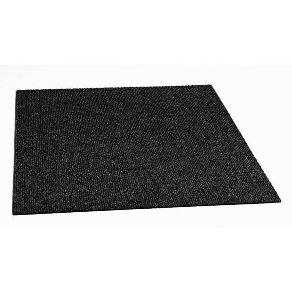 Knit Wit Carpet Tile, Black / Silver, 19.69 x 19.69/50 cm x 50 cm, Nylon, Recycled Content | Flor