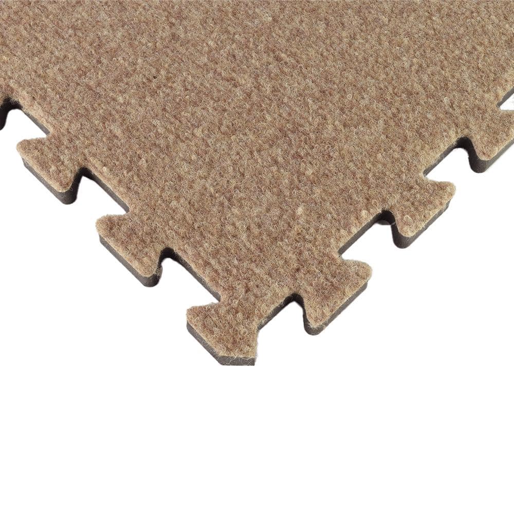 Royal Tan Polyester Interlocking Carpet Tiles, 24x24 Inch