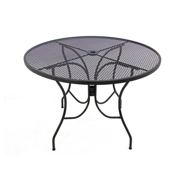Arlington House Glenbrook Chocolate Brown 42 in. Round Mesh Patio Dining Table