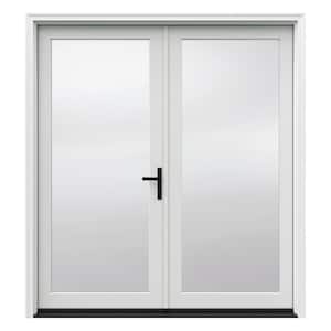 F-4500 72 in. x 80 in. White Left-Hand/Inswing Primed Fiberglass French Patio Door Kit with Impact Glass and Screen