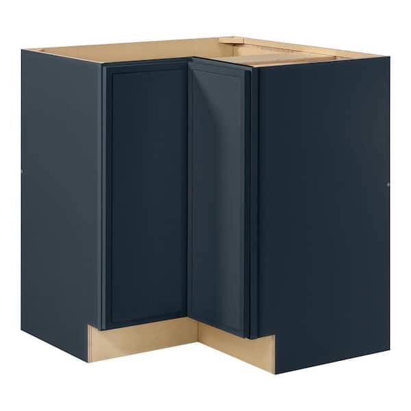 Hampton Bay Leyton 32 in. W x 32 in. D x 34.5 in. H Ready to Assemble Plywood Slim Lazy Susan Corner Cabinet in Ink Blue