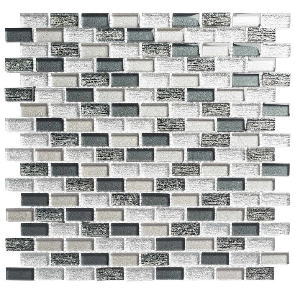Highline Irone Black/Gray/Silver 4.5 in. x 8.25 in. Smooth Glass Brick Join
