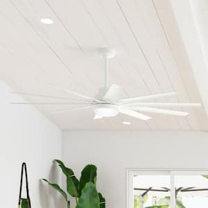 Overton 72 in. Outdoor Matte White Ceiling Fan with Light Kit and Wall Switch