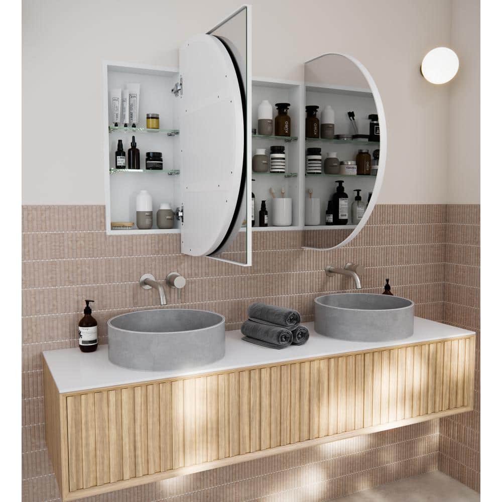 White 60" x 30" Recessed Medicine Cabinet with Adjustable Shelves