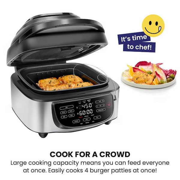 Electric Indoor Grill & Air Fryers Combo 4Qt 1750W 7 Cooking