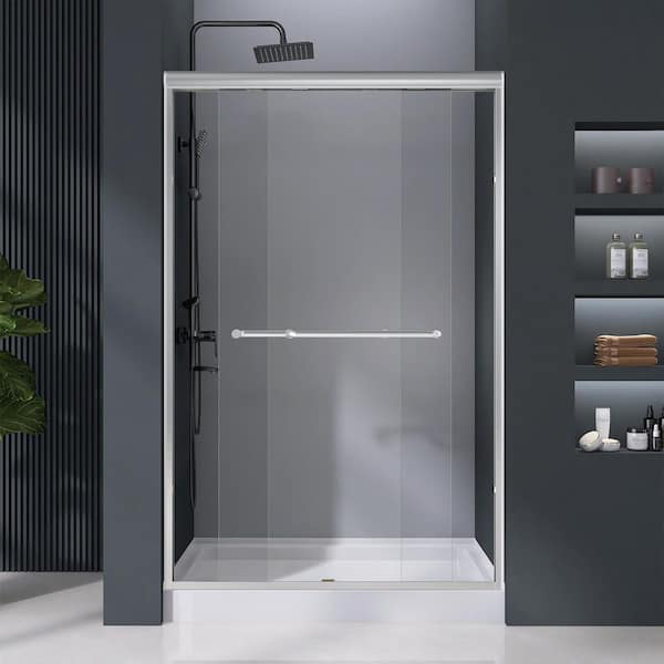 Zeafive 44 to 48 in. W x 72 in. H Double Sliding Shower Door in