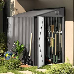 4.2 ft. W x 7 ft. D Outdoor Lean to Storage Metal Shed Dark Grey(28 sq.ft.)