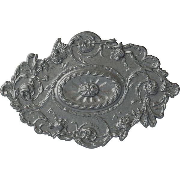 Ekena Millwork 30-1/2 in. W x 20 in. H x 1-1/2 in. Strasbourg Urethane Ceiling Medallion, Platinum