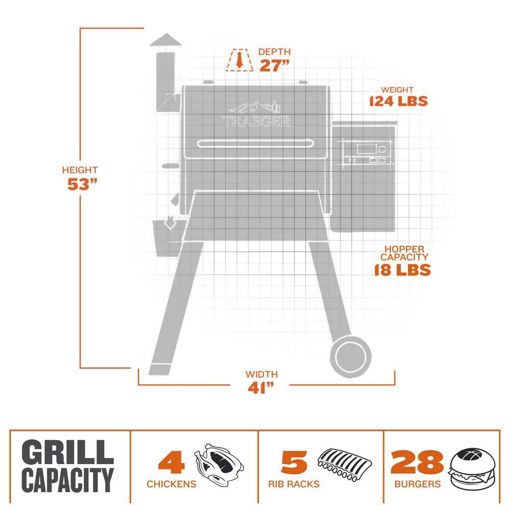 Traeger Pro 575 Wi-Fi Pellet Grill and Smoker in Bronze TFB57GZE