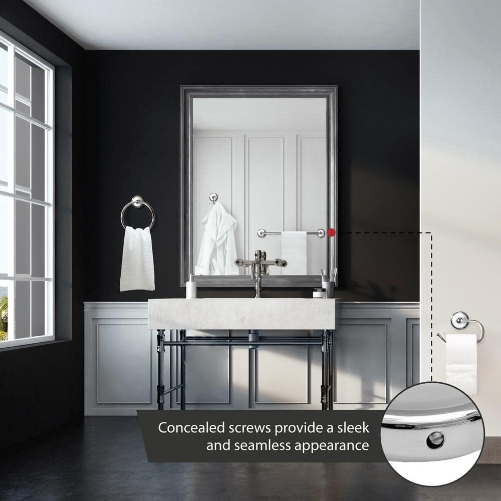 Savannah 24-Inch Polished Chrome and White Wall Mounted Towel Bar