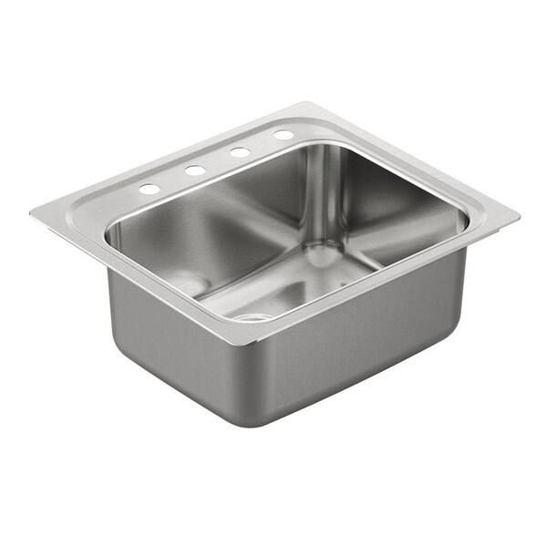 MOEN 1800 Series Drop-In Stainless Steel 25 in. 4-Hole Single Bowl Kitchen Sink