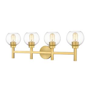 Soledad 31.5 in. 4-Light Brushed Gold Vanity-Light with Glass Shade 485 ...