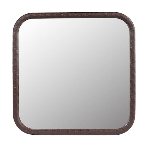 Nestfair Coffee 24 in. W x 24 in. H W Square Framed Hanging Wall Mirror