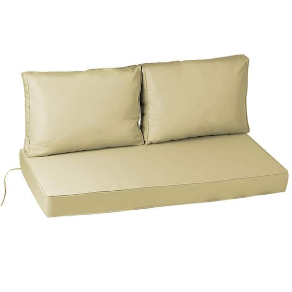24 x 18 in. Outdoor Loveseat Cushion Set-Waterproof, Fade-Resistant Patio Set Cushions with Hidden Zipper Khaki