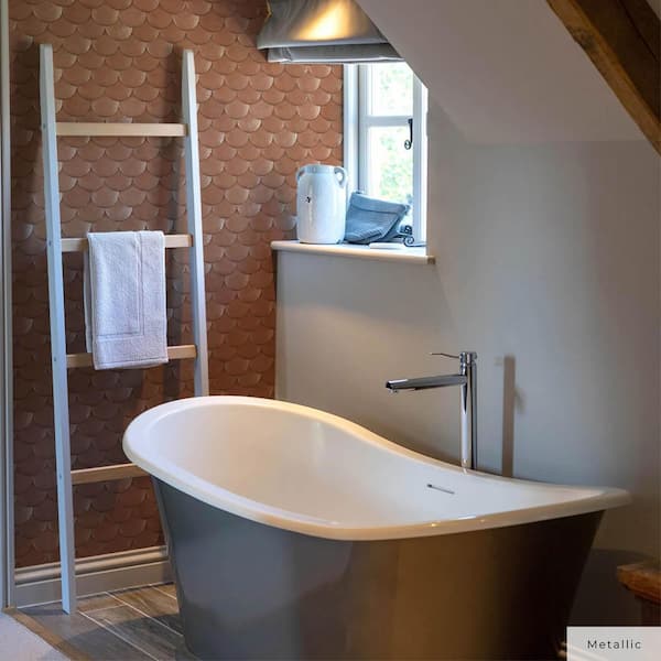 Genevieve Gorder Metallic Copper Brass Belly Vinyl Peel and Stick Wallpaper Roll (Covers 56 sq. ft.)