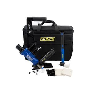 Pneumatic 18-Gauge L-Cleat Flooring Nailer with Fiberglass Mallet and Padded Bag
