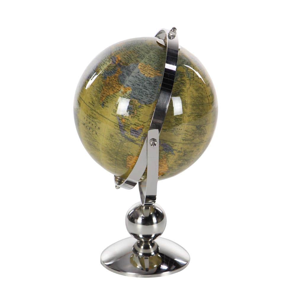Silver and Yellow Stainless Steel 11" Decorative Globe