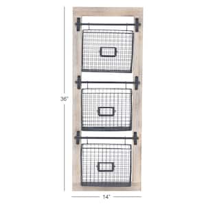 Black Wall Mounted Magazine Rack Holder with Suspended Baskets and Label Slots