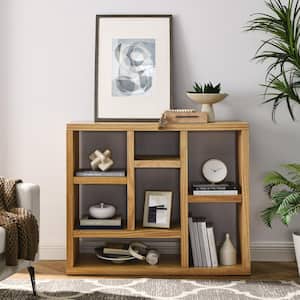 43 in. Freestanding Open Wooden Shelf Bookcase Floor Standing Storage Cabinet for Entryway Living Room, Natural Wood