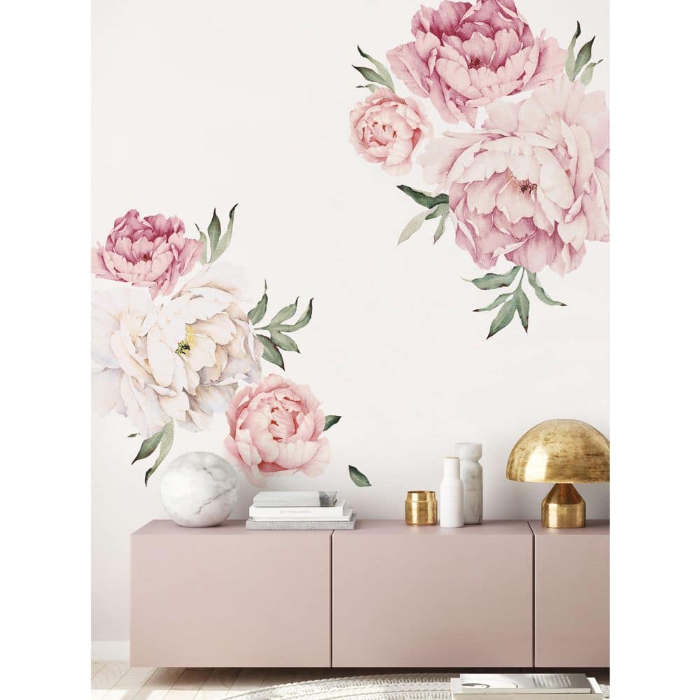 Blushing Peonies Vinyl Wall Sticker Flowers Wall Mural (Set of 6)