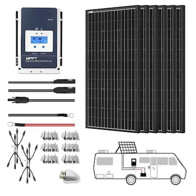 600-Watt Monocrystalline OffGrid Solar Power Kit with 6 x 100-Watt Solar Panel, 50 Amp MPPT Charge Controller