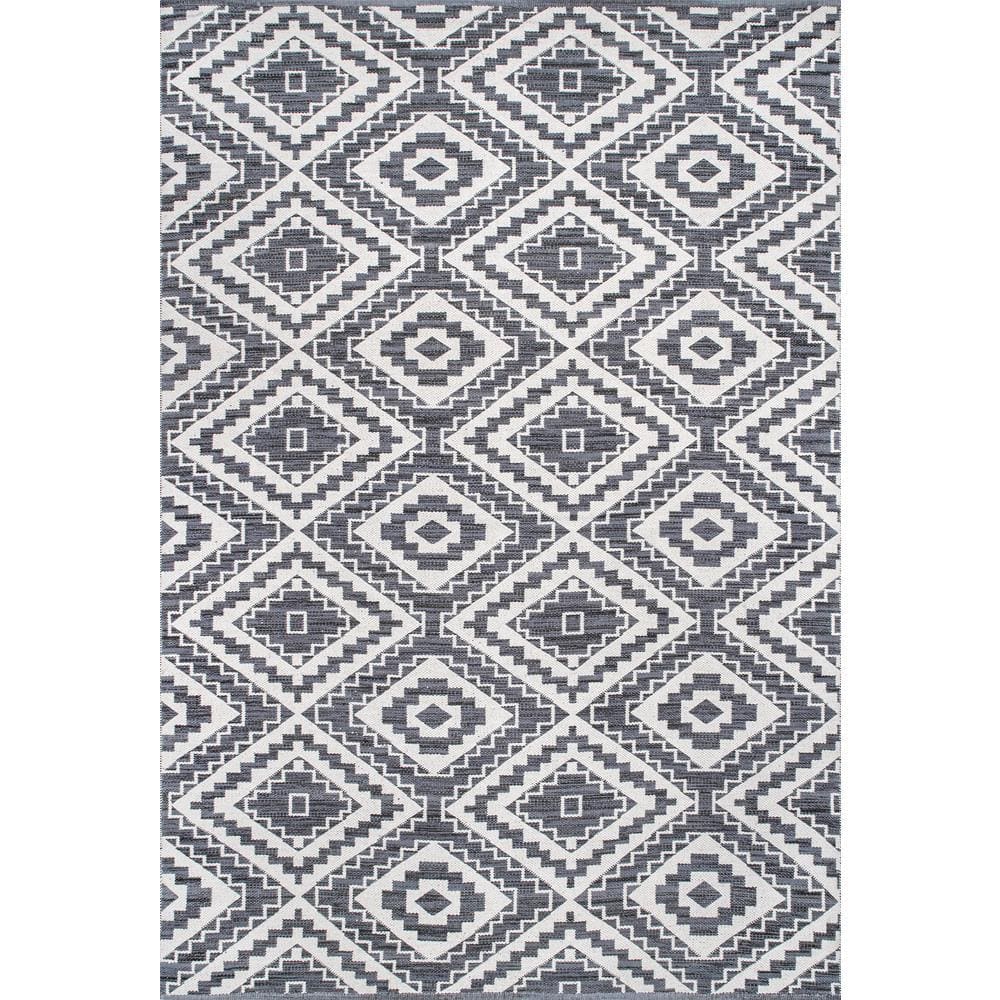 nuLOOM Thea Geometric Aztec Gray 8 ft. x 10 ft. Cotton Indoor Area Rug